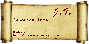 Janovics Irma névjegykártya